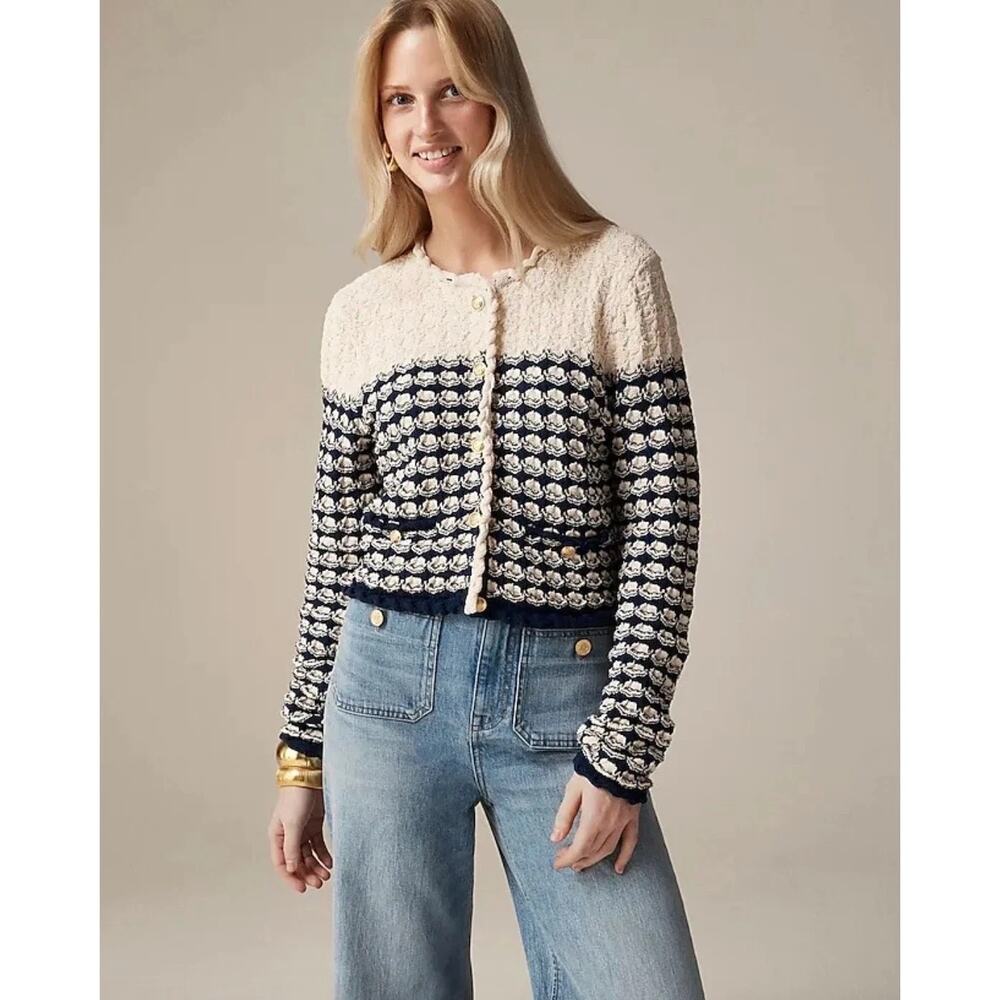 J. Crew Textured Crochet Lady Jacket in Sand Dark Even